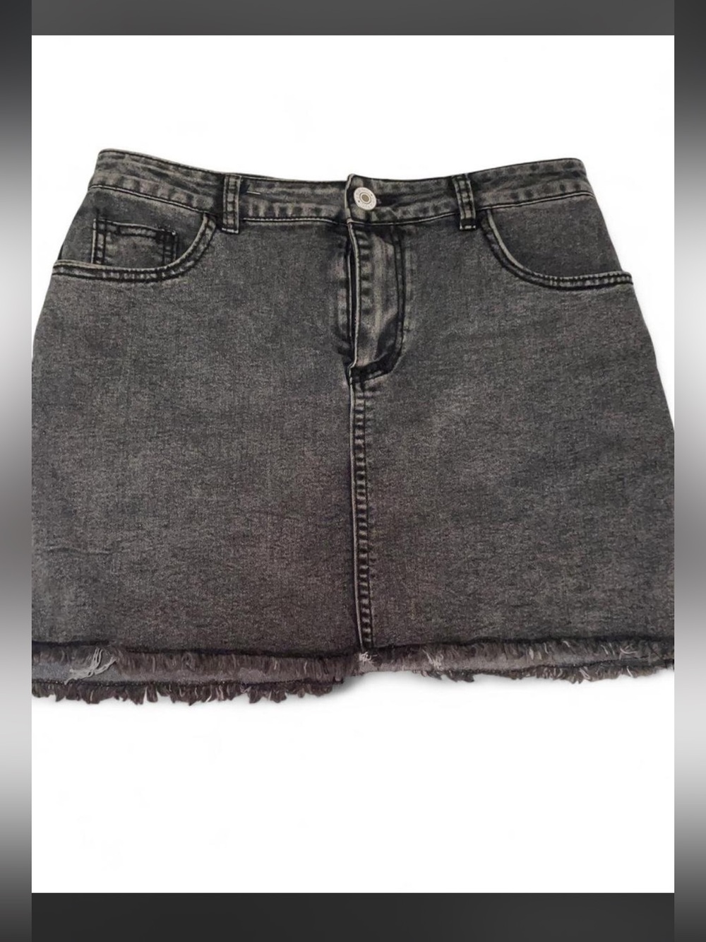 Women's Black Washed Denim Mini Skirt